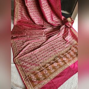 Women Authentic Himroo Pure Katan Silk Benarasi Saree Festive Wedding Party